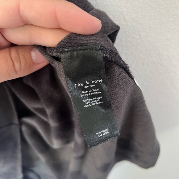 rag & bone Grey Haydon Tie Dye Short Sleeve Linen Cotton Blend T-Shirt Medium - Picture 6 of 11